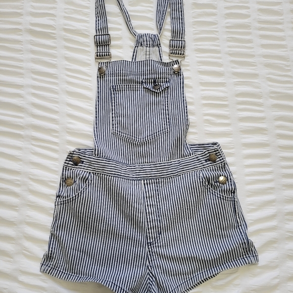 Sneak Peek Denim - 3/$20 Sneak Peak Striped Overall Shorts